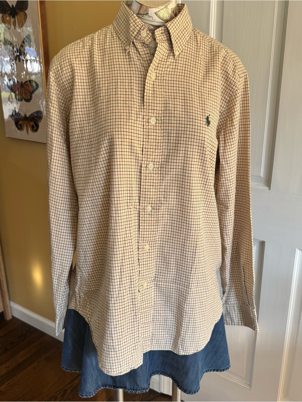 Ralph Lauren Y2K Beige Button-Down Shirt with Embroidered Logo